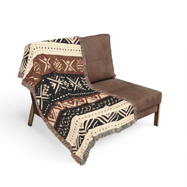 Mudcloth Print Woven Blanket/Throw