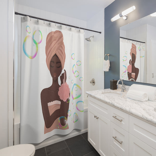 Relaxing Spa Shower Curtain,Bubble Bath Vibe, Home Spa Essentials, Fun Bathroom Accent