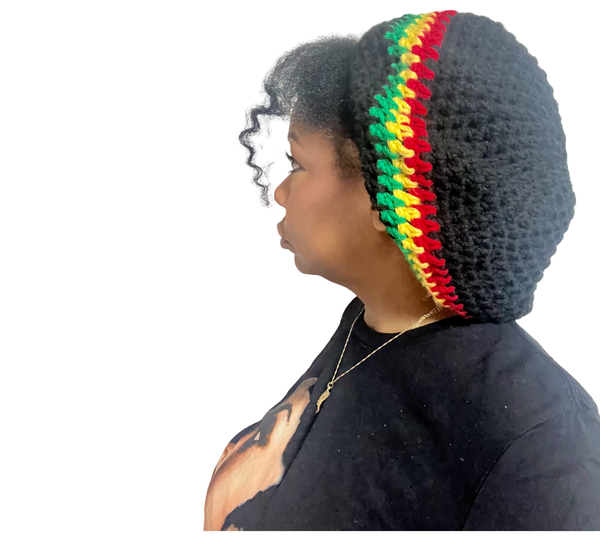 Black Rasta stripe Crochet Tam / Hat