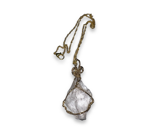 Clear Quartz wire wrapped crystal necklace