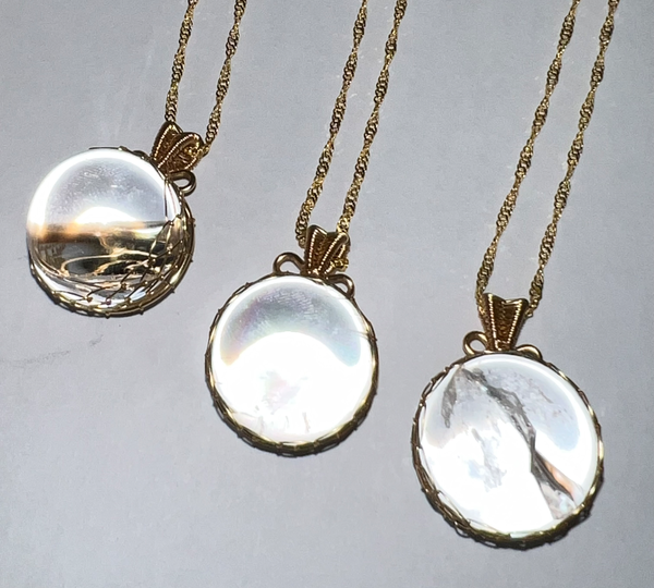 Clear Quartz Sphere wire wrapped crystal necklace